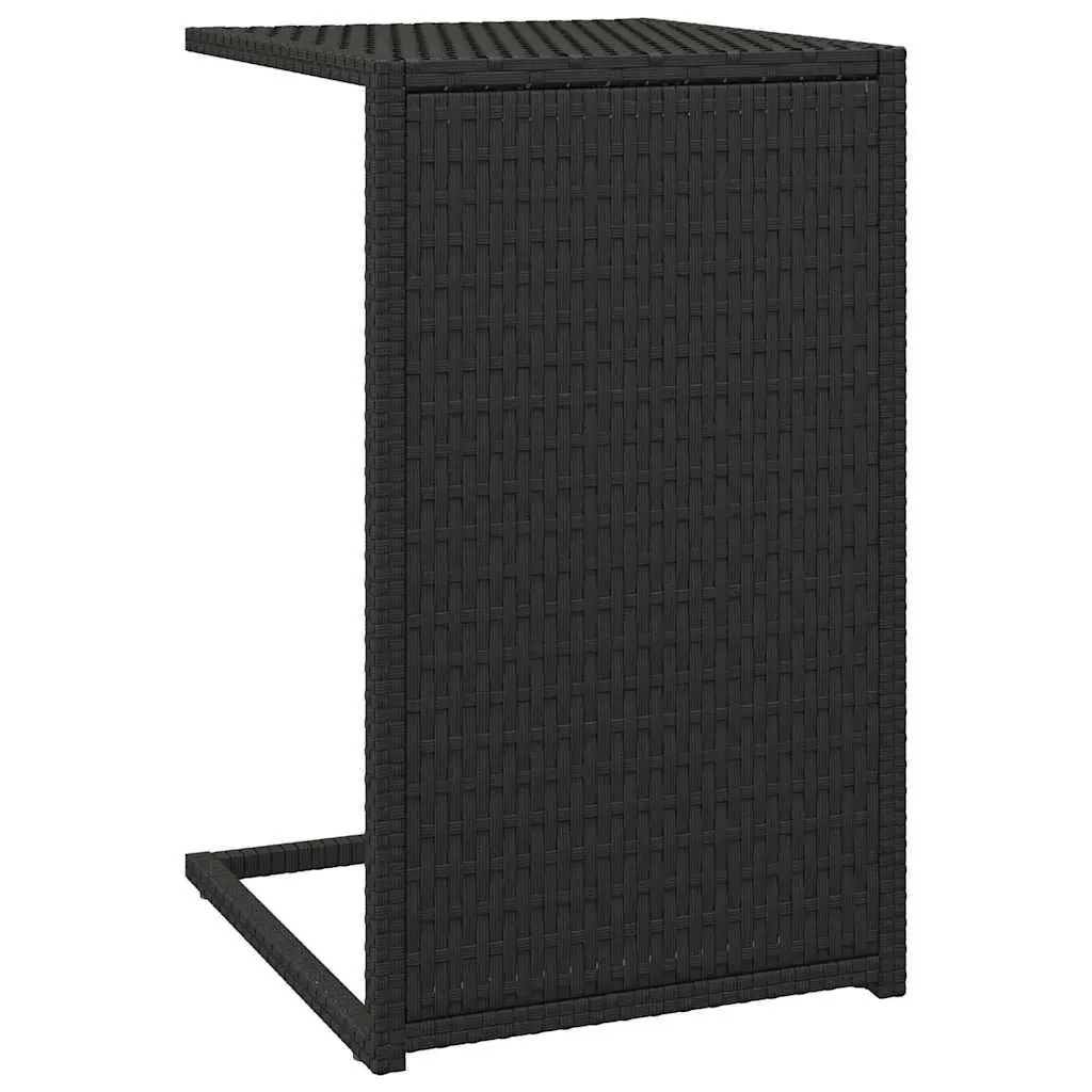 C-Shaped Side Table Black 40x35x60cm Poly Rattan Accent End Table Sofa
