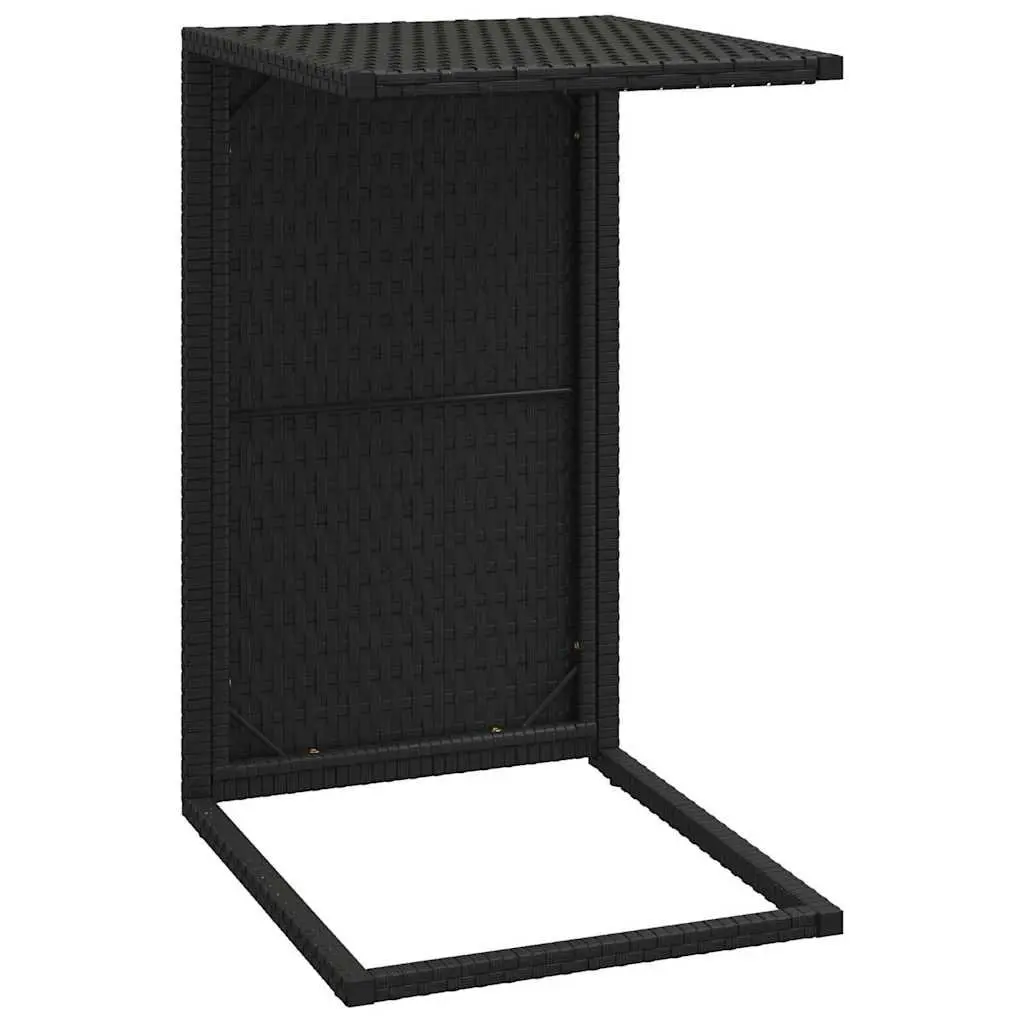 C-Shaped Side Table Black 40x35x60cm Poly Rattan Accent End Table Sofa