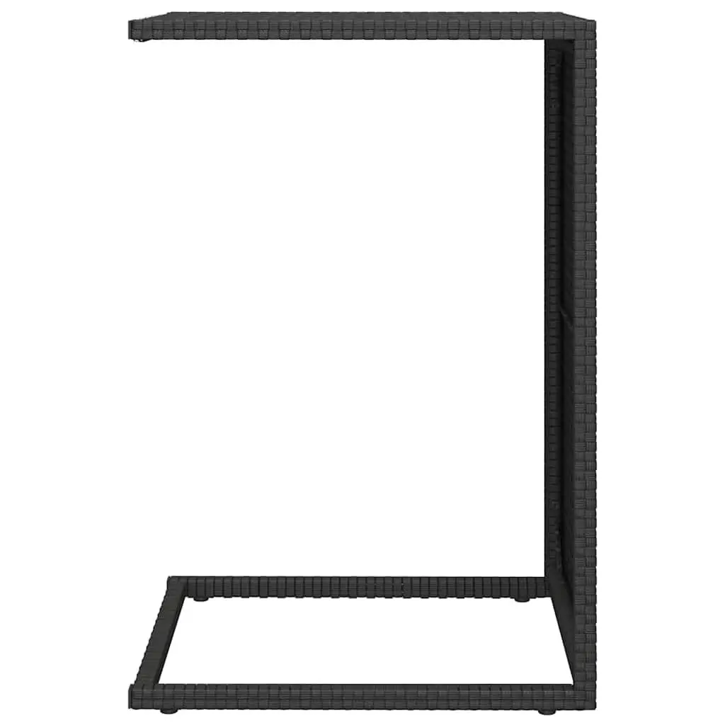 C-Shaped Side Table Black 40x35x60cm Poly Rattan Accent End Table Sofa