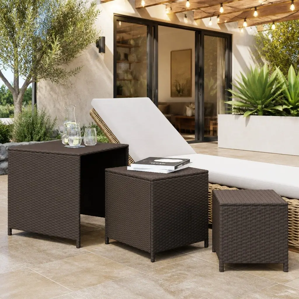 3-Piece Brown Nesting Tables Set