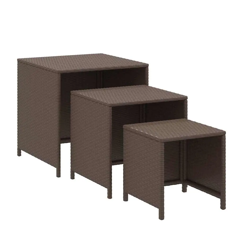 3-Piece Brown Nesting Tables Set