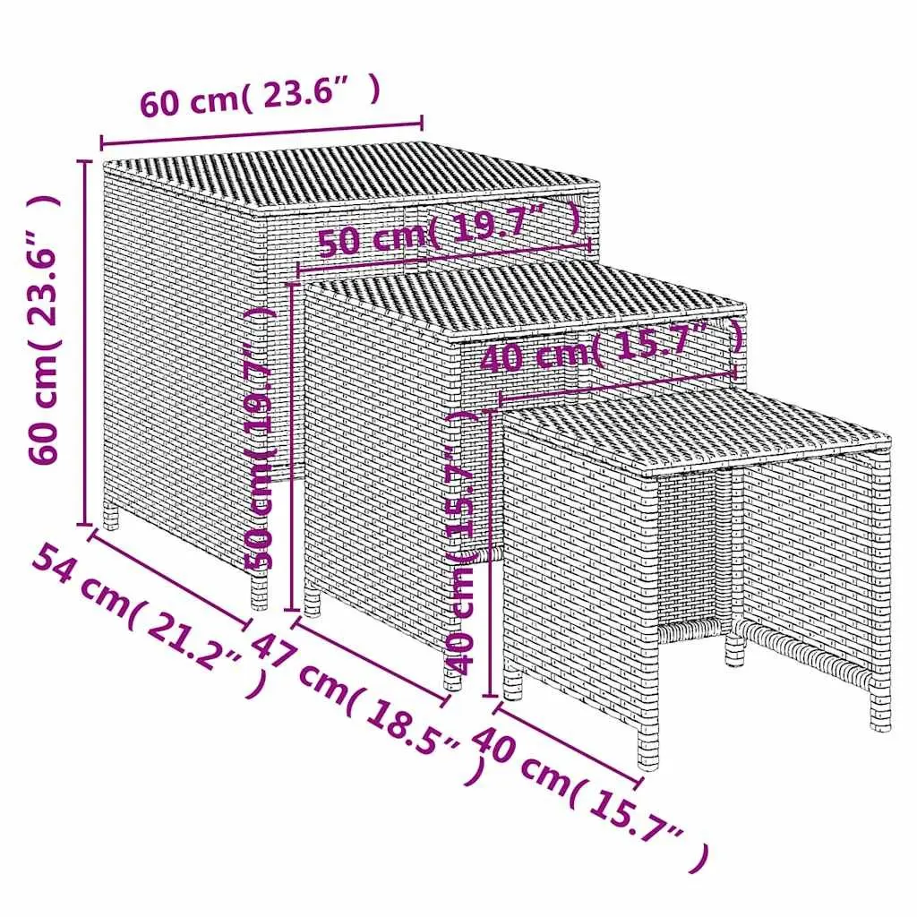 3-Piece Brown Nesting Tables Set