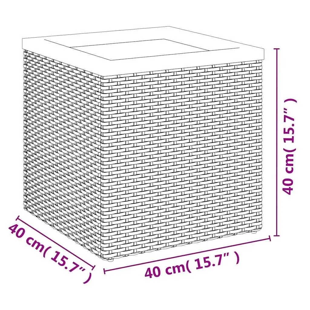 Poly Rattan Planter Outdoor Garden Flower Pot 40x40x40 cm