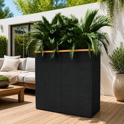 80x40x80 cm Black Planter - Weather-Resistant Rattan Box