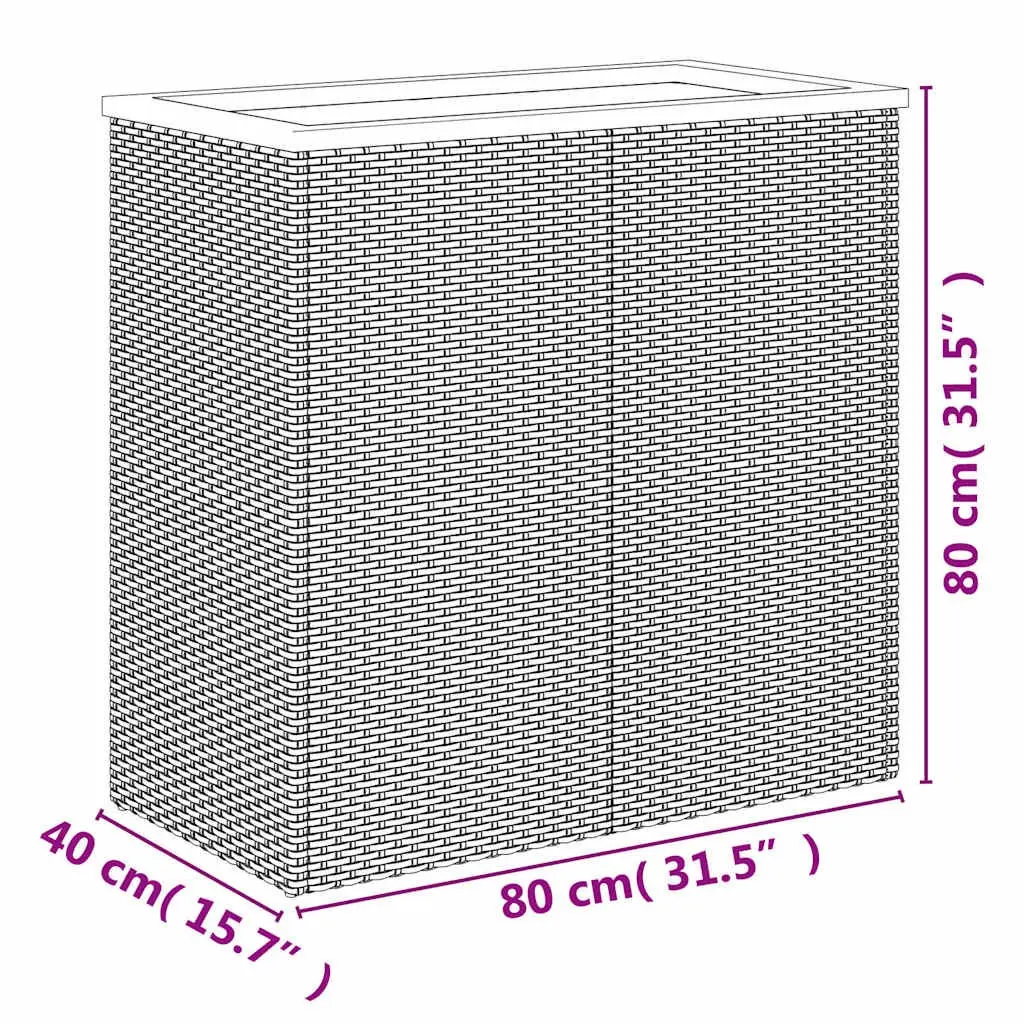 Poly Rattan Planter Outdoor Garden 80x40x80 cm