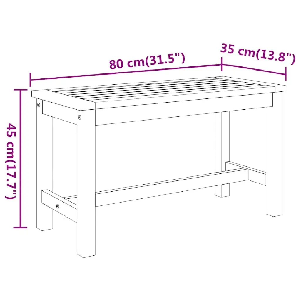 Solid Wood Garden Bench Outdoor Seating Brown 80 x 35 x 45 cm