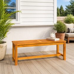 Solid Acacia Wood Bench: 110x35x45 cm Dimensions