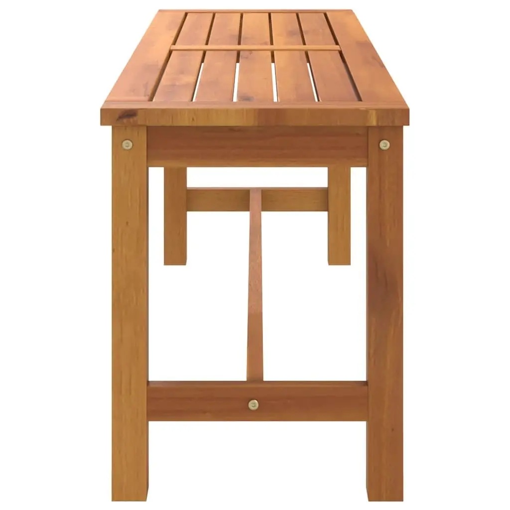 Solid Acacia Wood Garden Bench Outdoor Seating Sturdy Frame Brown 110x35x45cm