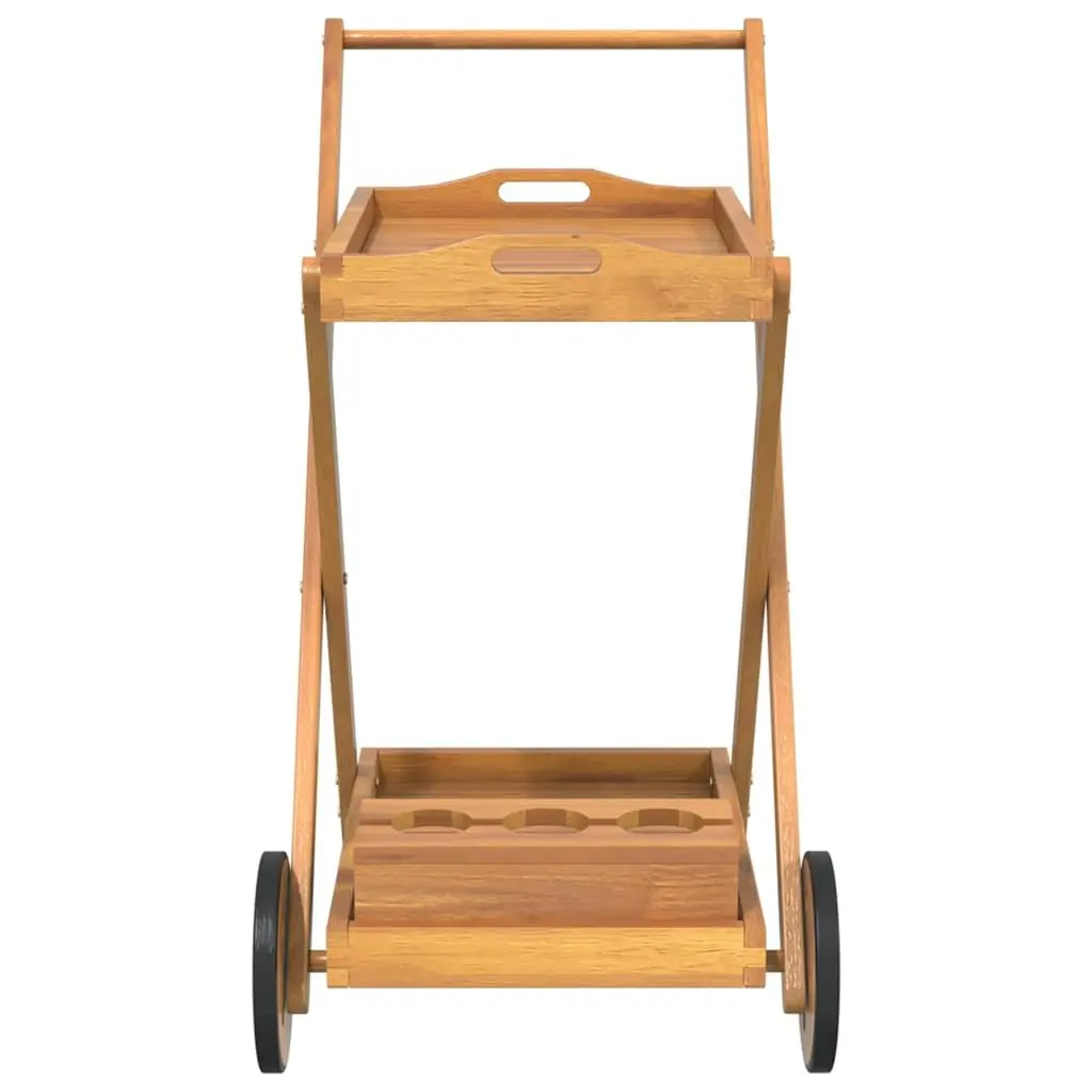 Tea Trolley Kitchen Dining Cart 54x87x90cm 2-Tier Solid Wood Acacia Brown