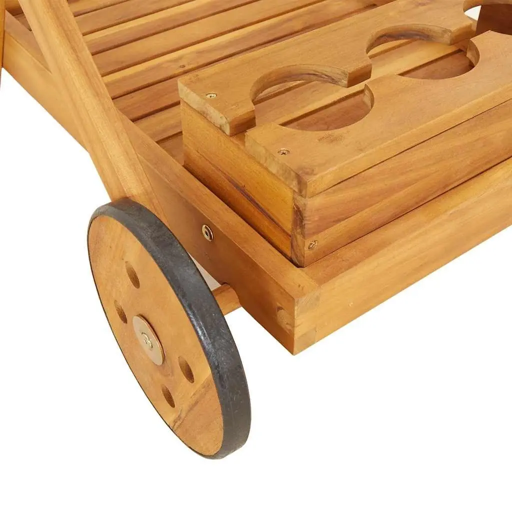 Tea Trolley Kitchen Dining Cart 54x87x90cm 2-Tier Solid Wood Acacia Brown