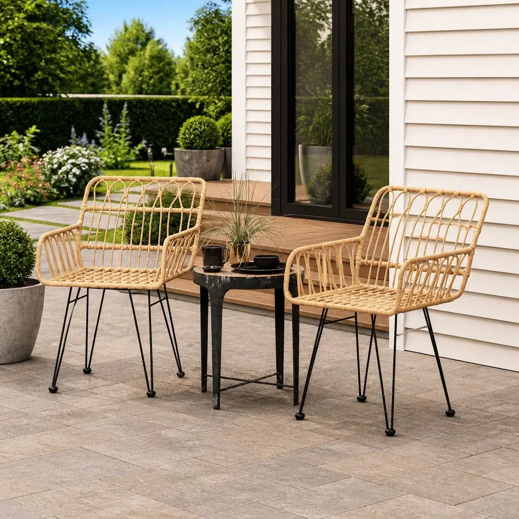 Outdoor Garden Chairs Patio Seating 2 Piece Brown