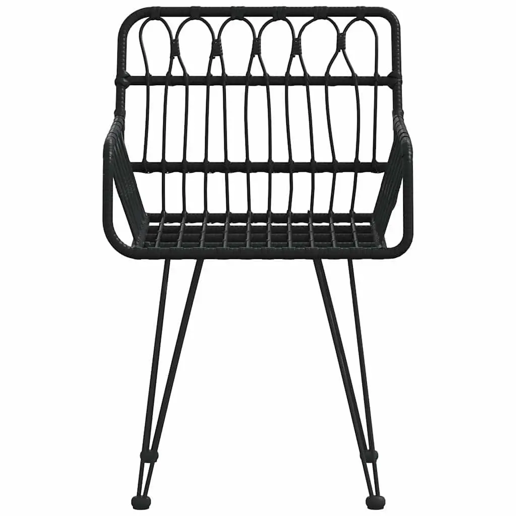 Garden Chairs Set of 2 for Outdoor Use Black PE Rattan Steel Frame with Armrest and Backrest