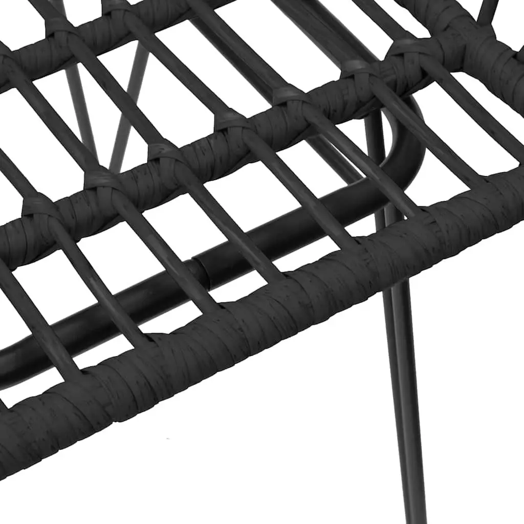 Garden Chairs Set of 2 for Outdoor Use Black PE Rattan Steel Frame with Armrest and Backrest