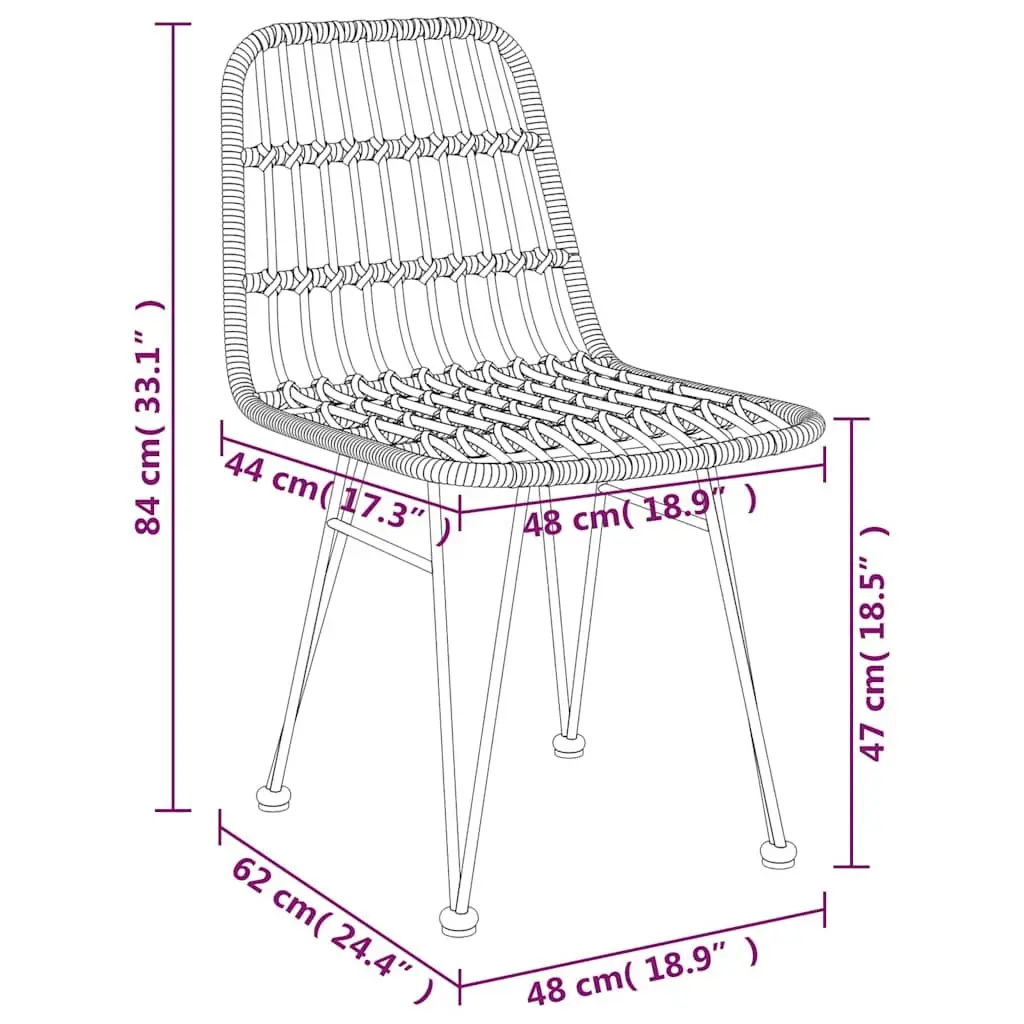 2-Piece Brown Rattan Garden Chairs