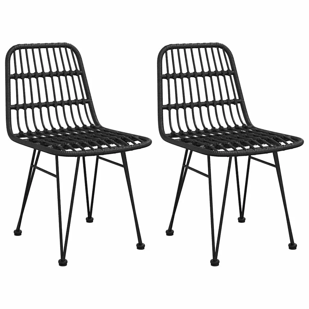 Black Patio Dining Chairs Set of 2