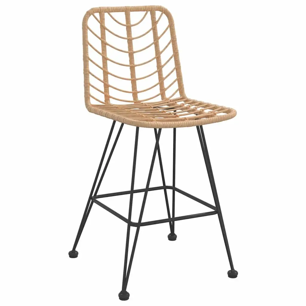 Outdoor Bar Stools Garden Patio Seating 2 Piece Rattan Steel Frame Backrest