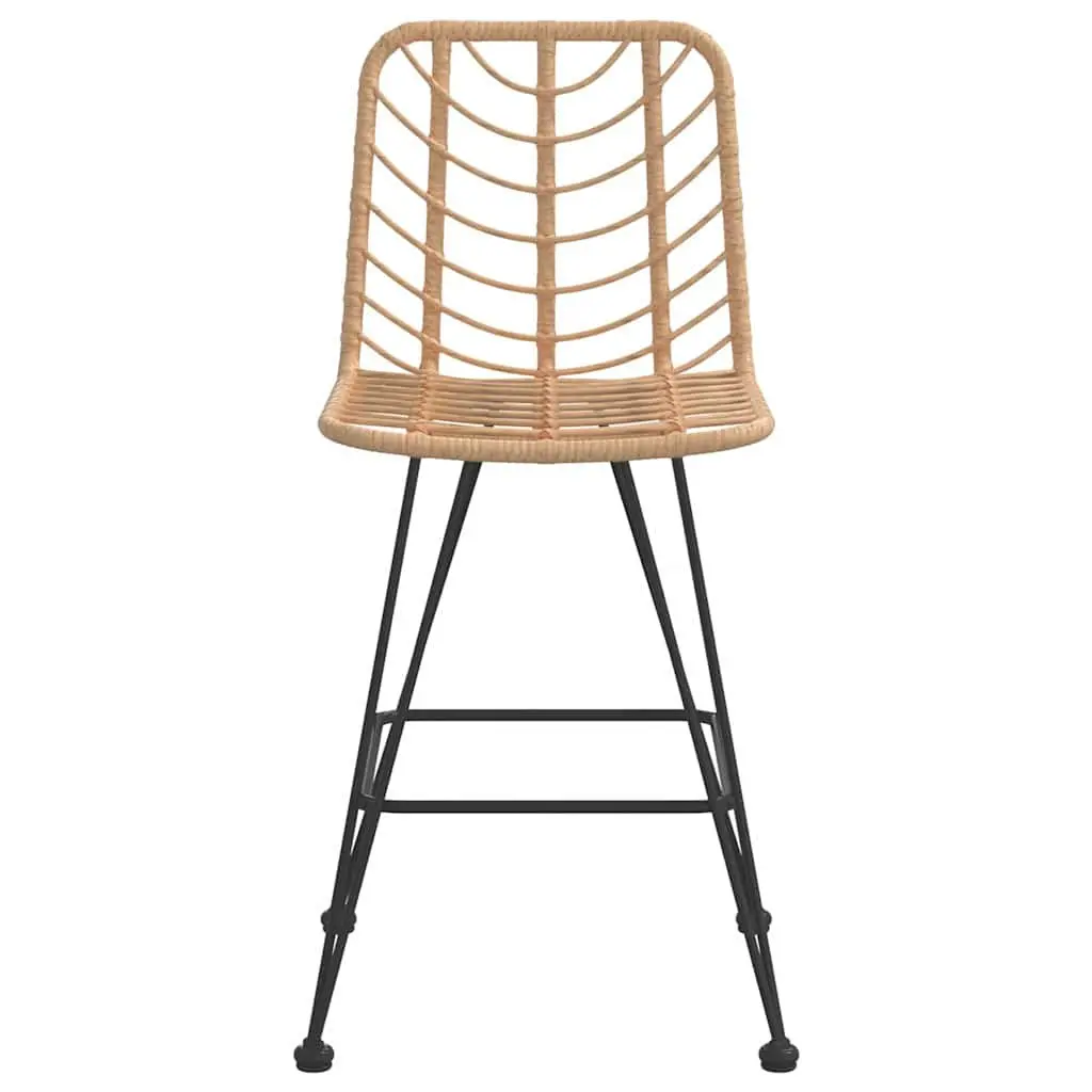 Outdoor Bar Stools Garden Patio Seating 2 Piece Rattan Steel Frame Backrest