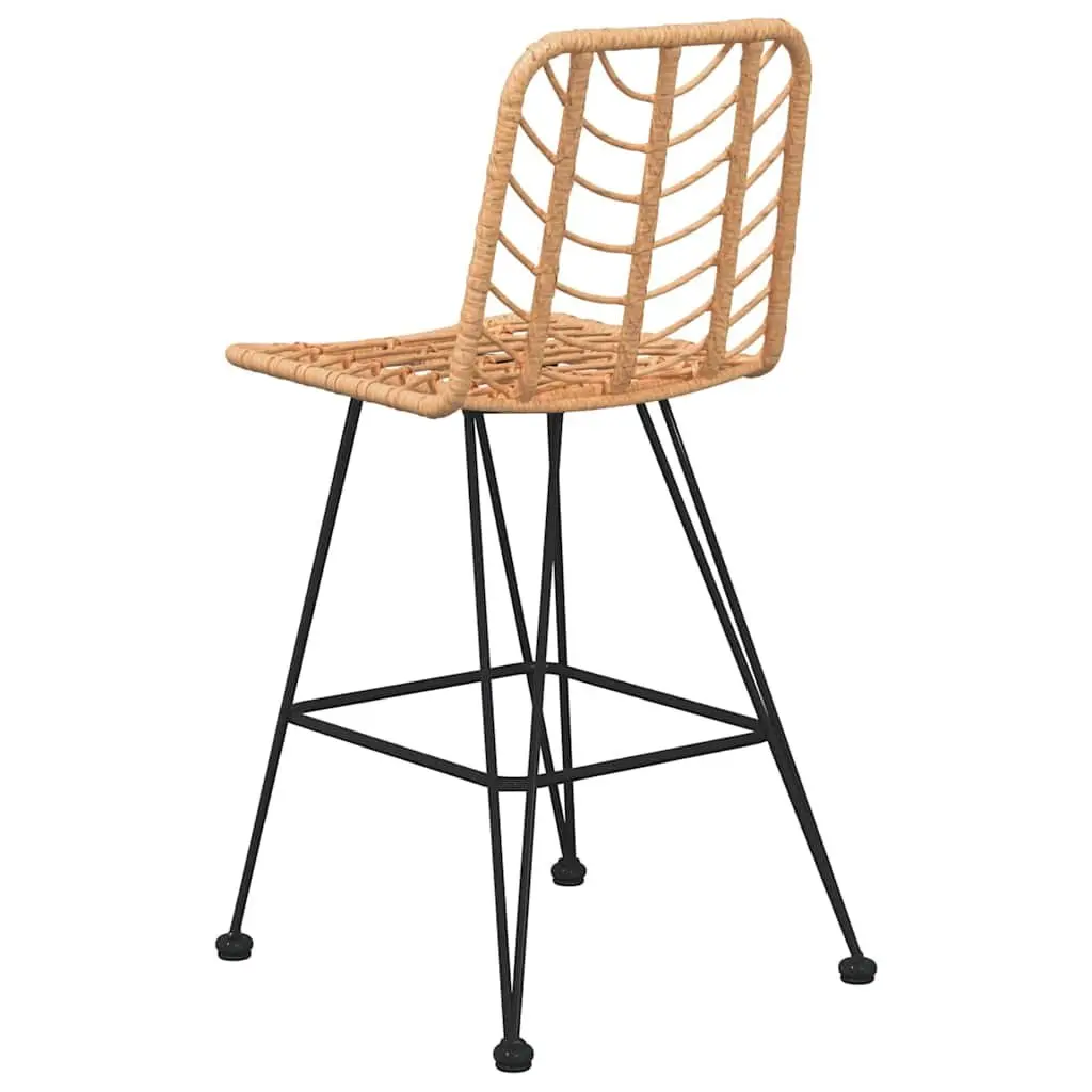 Outdoor Bar Stools Garden Patio Seating 2 Piece Rattan Steel Frame Backrest