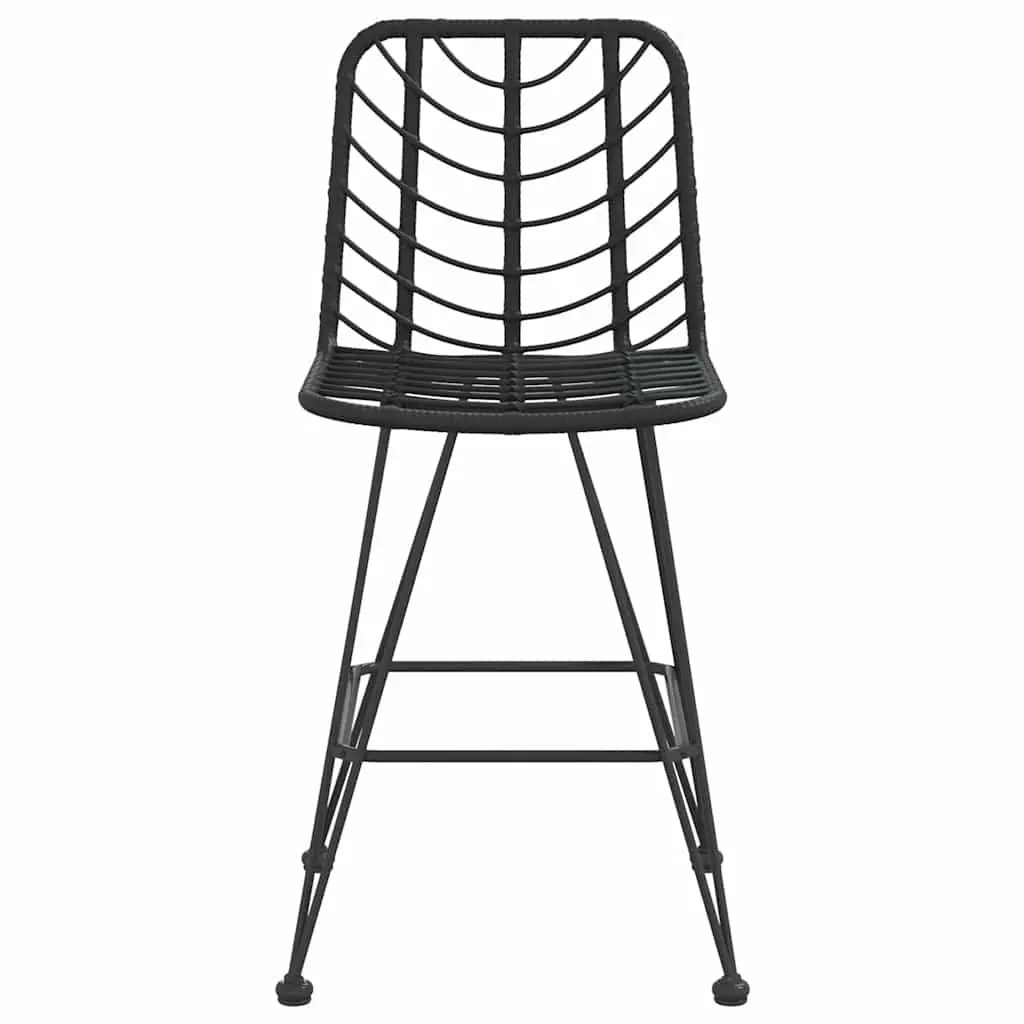 Outdoor Bar Stools Set 2 Piece Black Garden Patio Seating High Chair Backrest