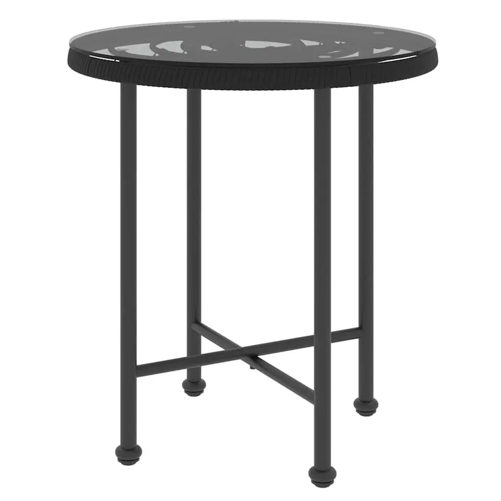 Dining Table Outdoor Patio Ø50 cm Black Tempered Glass Steel