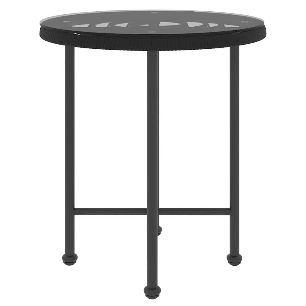Dining Table Outdoor Patio Ø50 cm Black Tempered Glass Steel