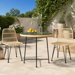 80cm Round Tempered Glass Dining Table with Steel Frame