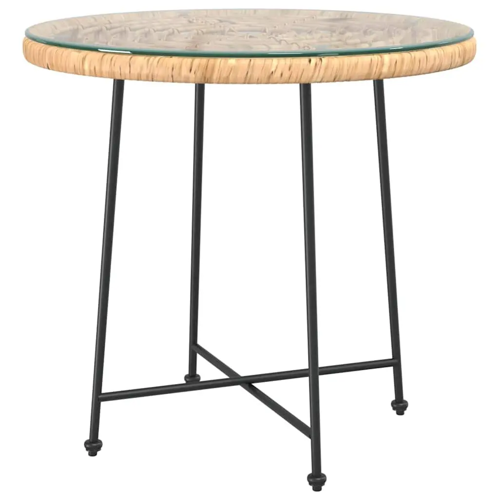 80cm Round Tempered Glass Dining Table with Steel Frame