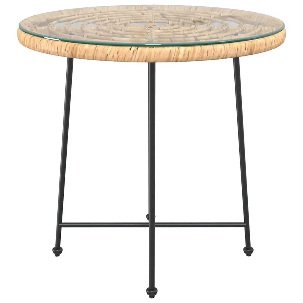 80cm Round Tempered Glass Dining Table with Steel Frame