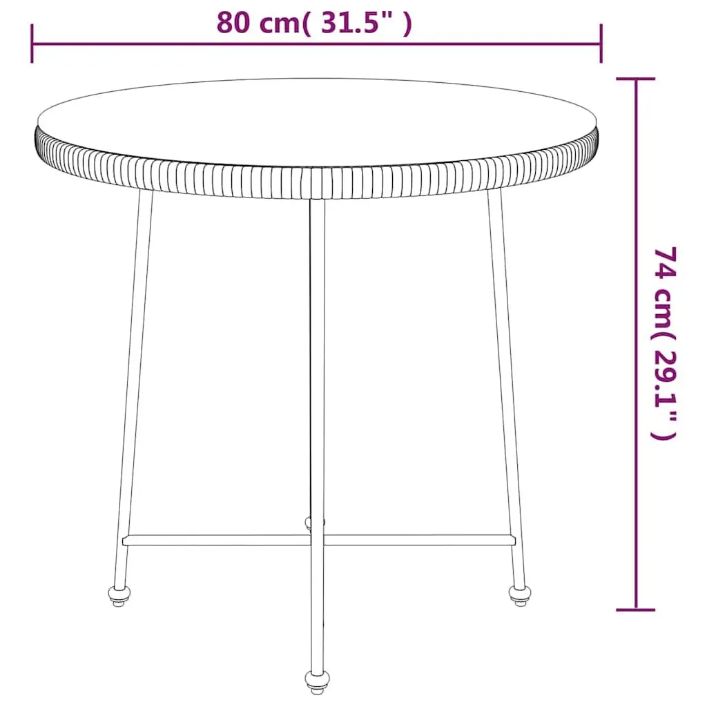 80cm Round Tempered Glass Dining Table with Steel Frame