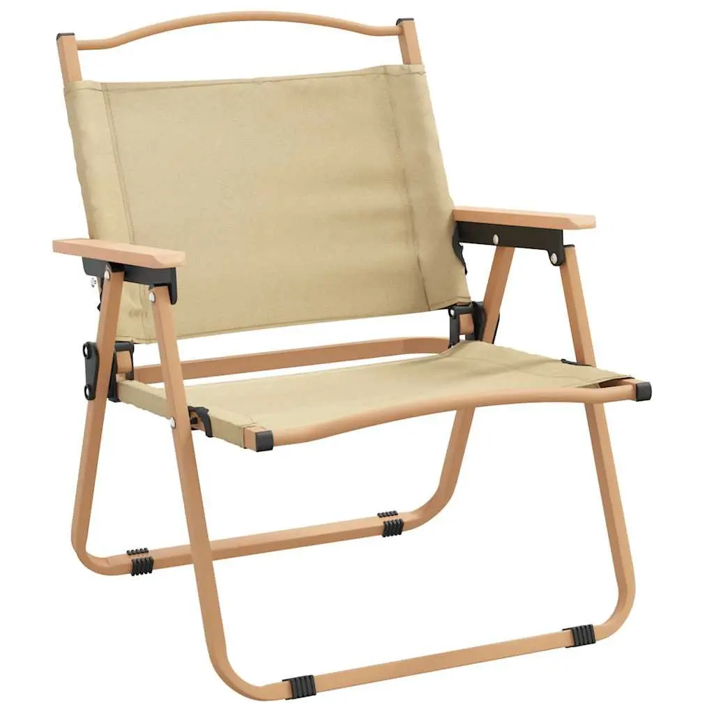 Camping Chair 2 pcs Outdoor Seating Folding Beach Picnic Garden Portable Beige
