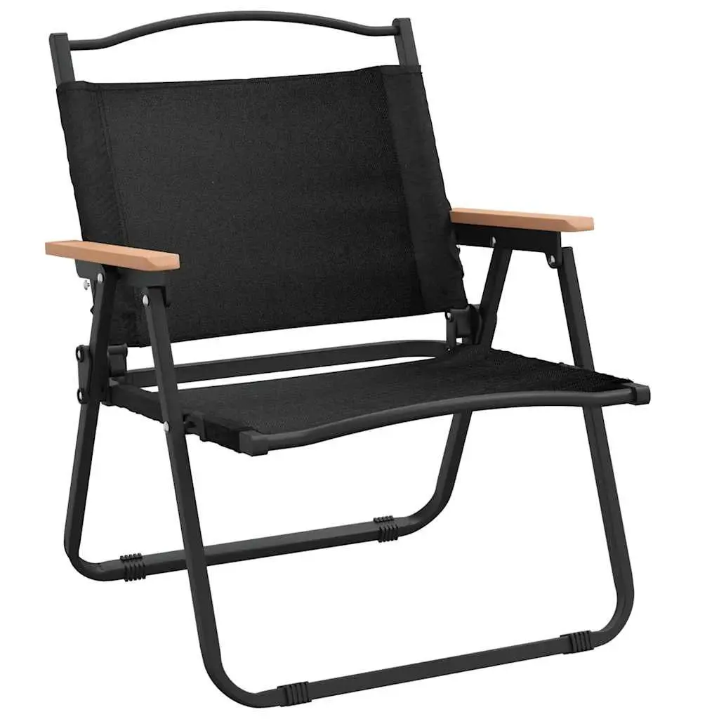 Camping Chairs Outdoor Folding Black 2 Piece Picnic Garden Beach Seating