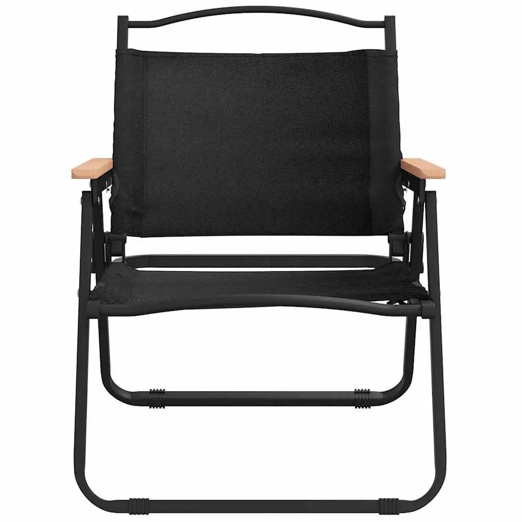 Camping Chairs Outdoor Folding Black 2 Piece Picnic Garden Beach Seating