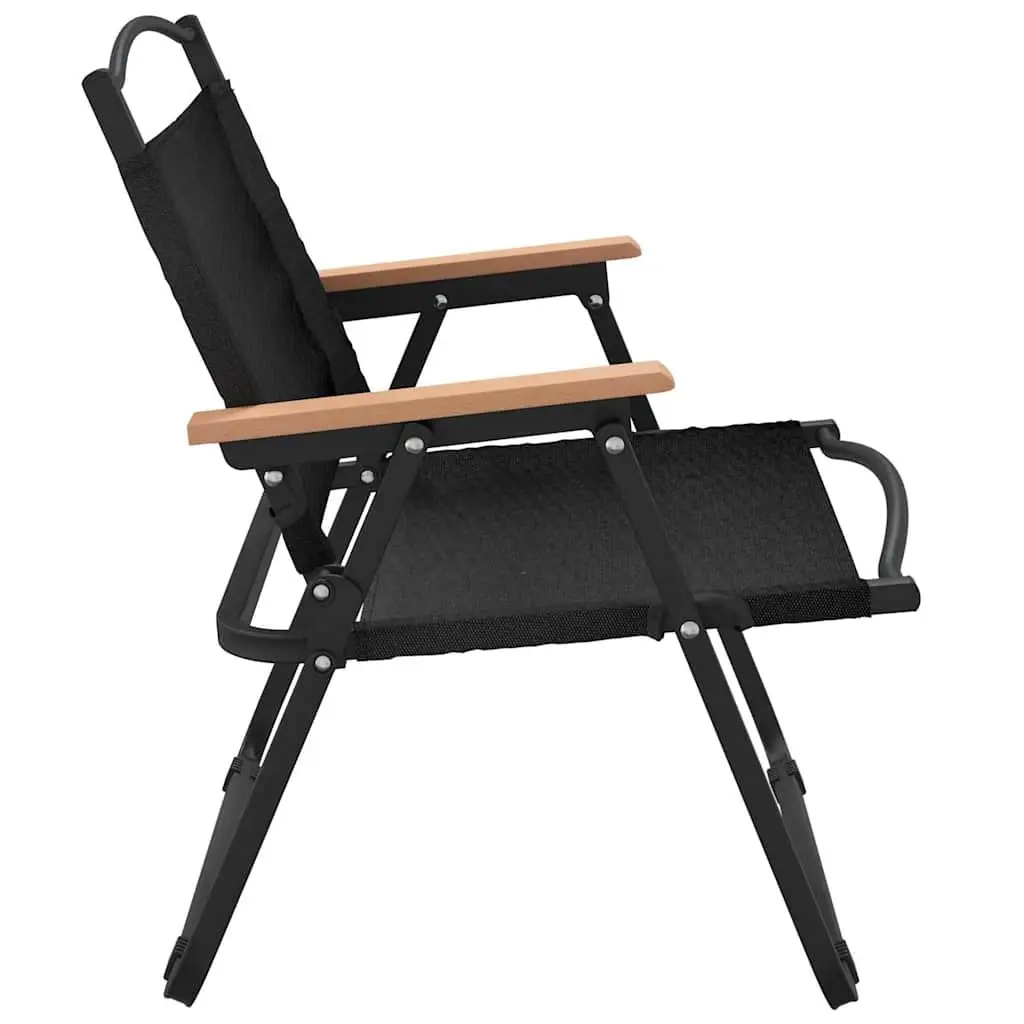 Camping Chairs Outdoor Folding Black 2 Piece Picnic Garden Beach Seating