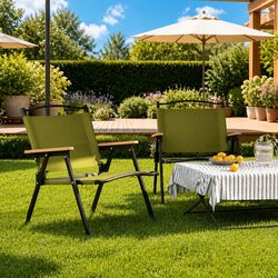 Outdoor Camping Chairs - 2 Portable Green Folding Seats