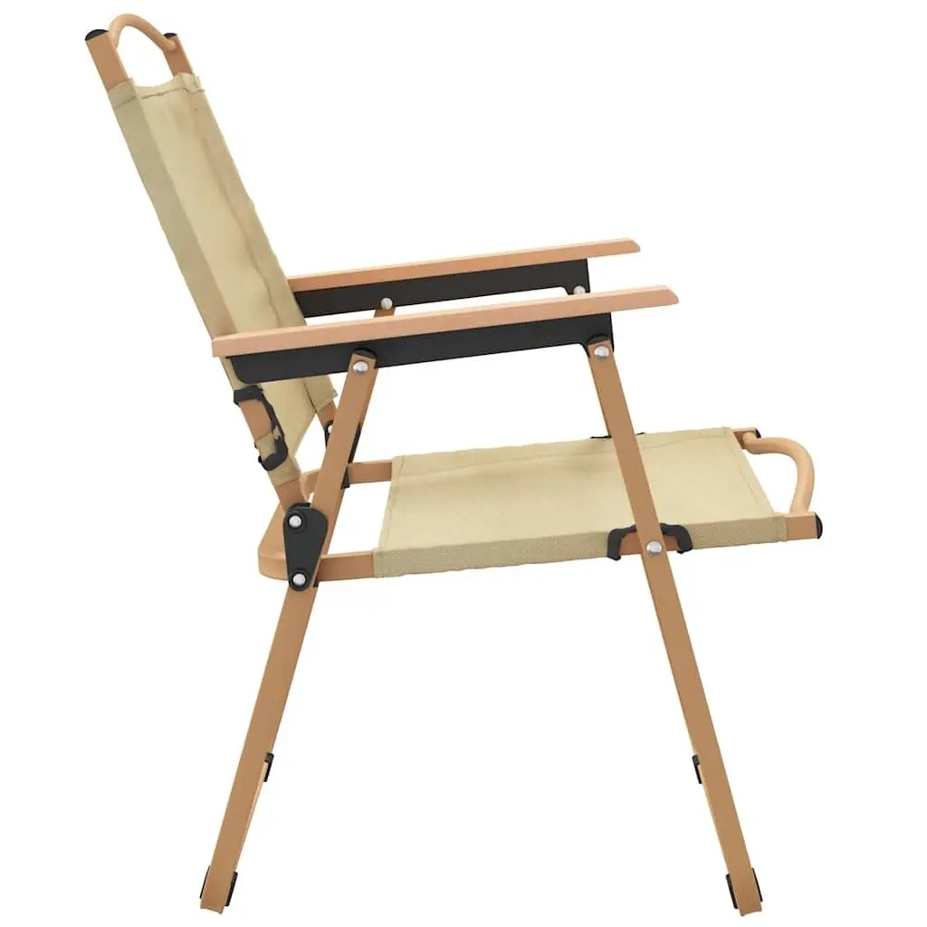 Outdoor Camping Chairs 2 Piece Portable Folding Beige Garden Picnic Fishing Seat