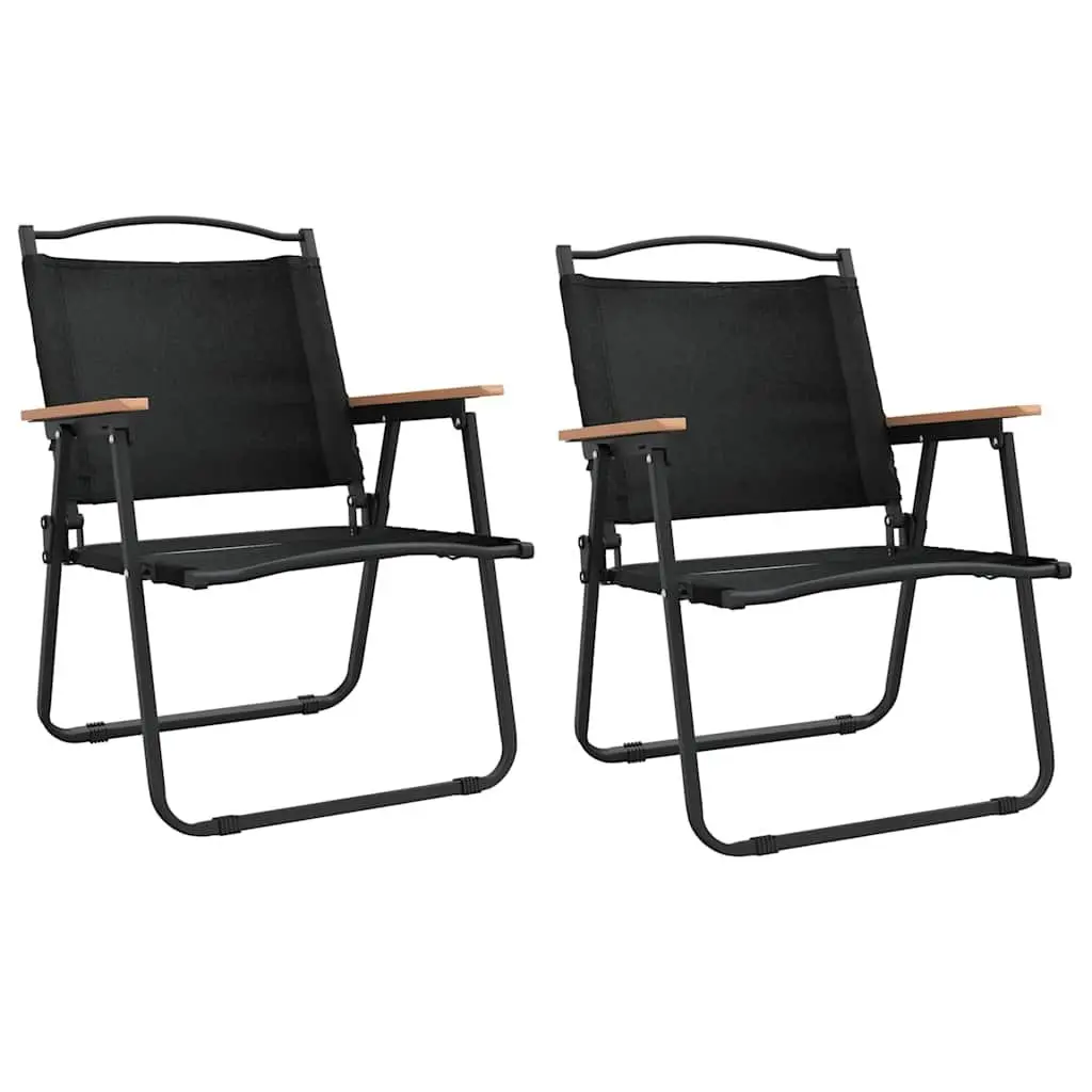 Folding Camping Chairs for Outdoor Use Black 2 Piece