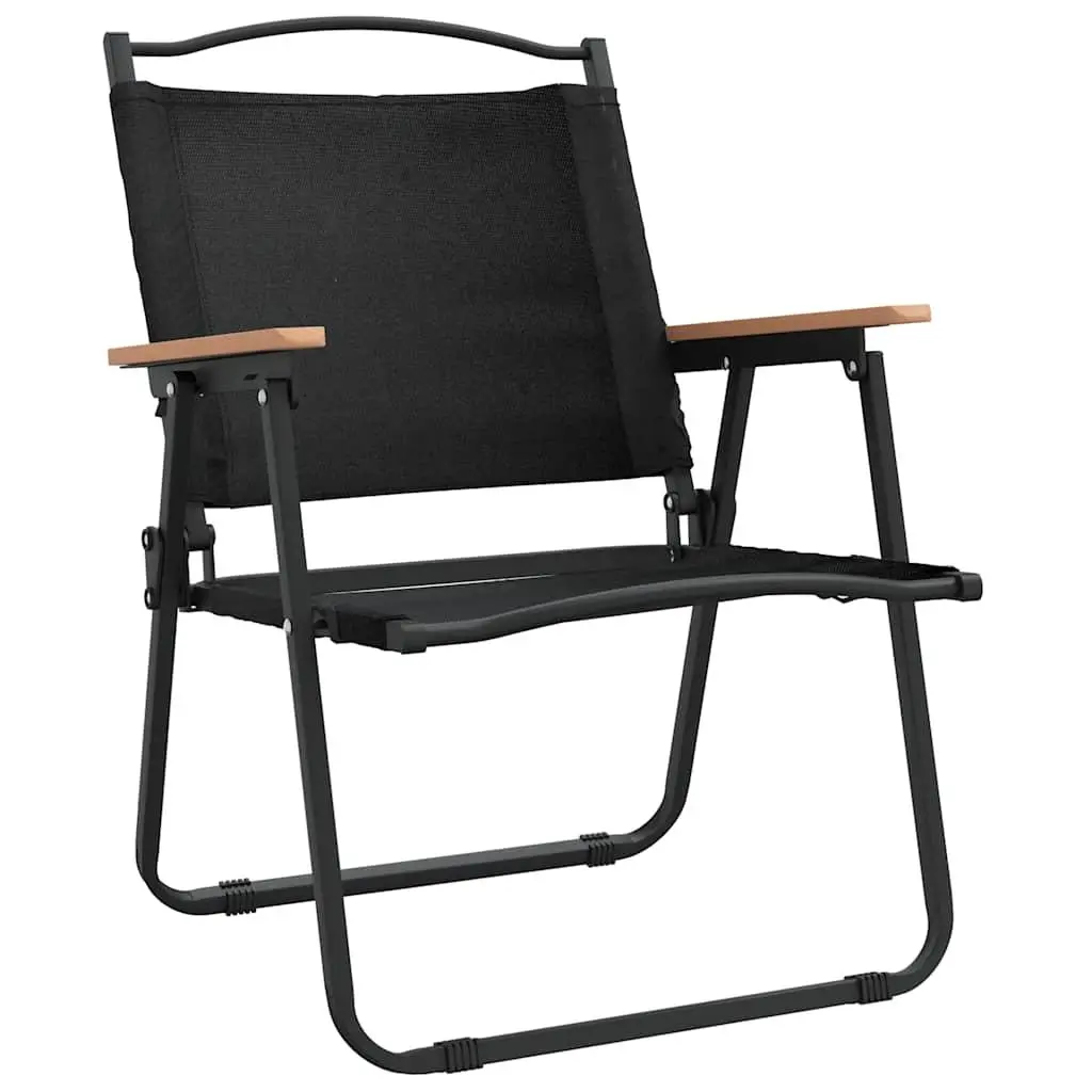 Folding Camping Chairs for Outdoor Use Black 2 Piece