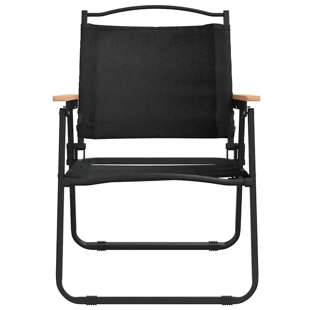 Folding Camping Chairs for Outdoor Use Black 2 Piece