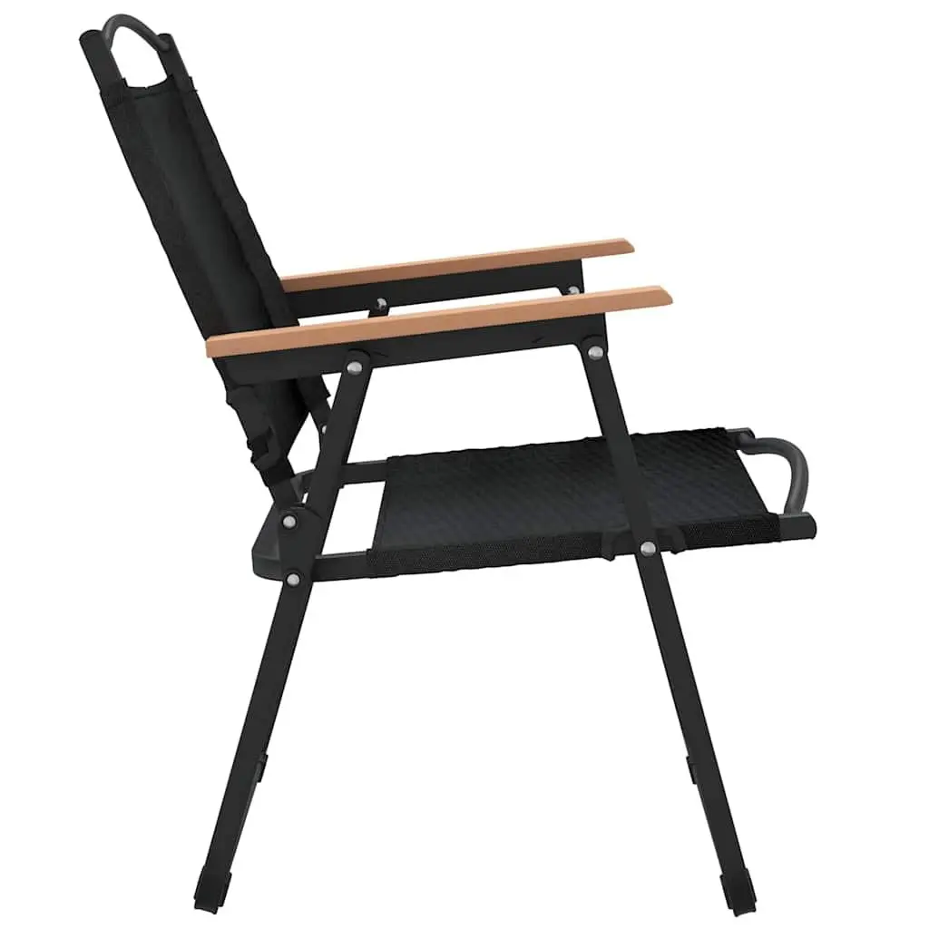 Folding Camping Chairs for Outdoor Use Black 2 Piece