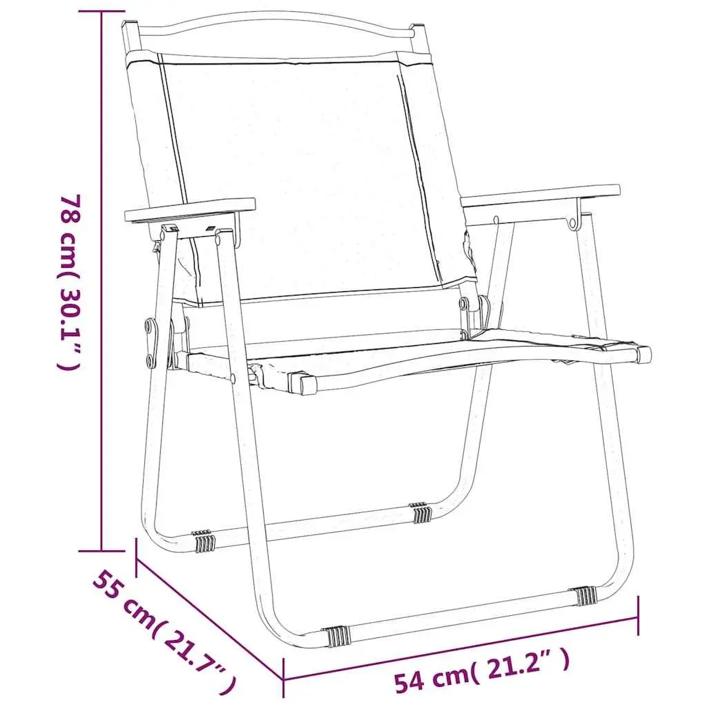 Folding Camping Chairs for Outdoor Use Black 2 Piece