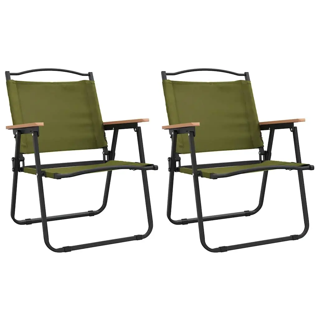 Folding Camping Chair for Outdoor Use Green 2 Piece