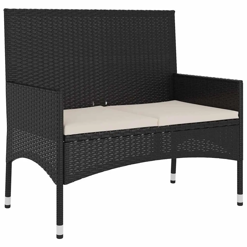 2-Seater Garden Bench Outdoor Furniture Black with Cushions