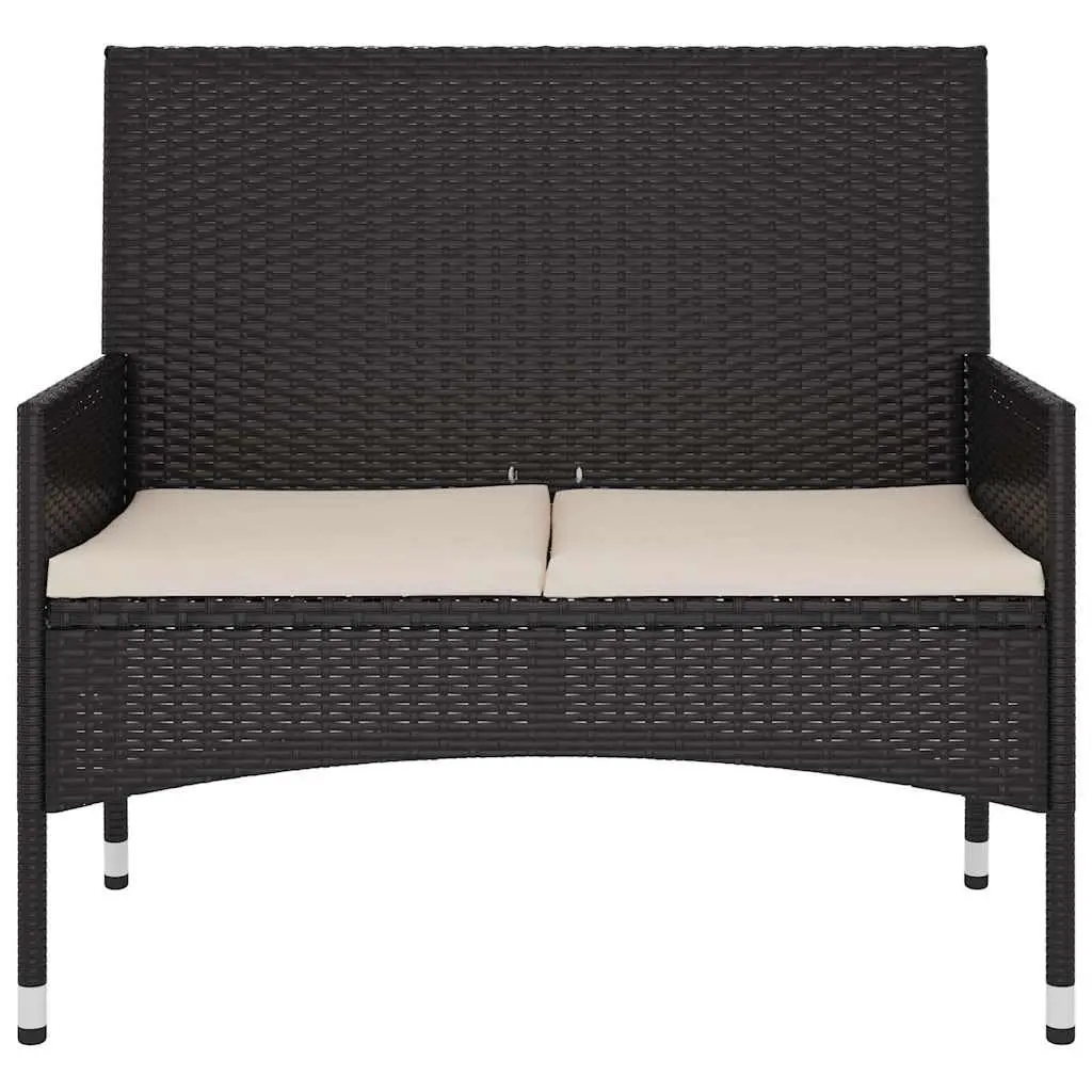 2-Seater Garden Bench Outdoor Furniture Black with Cushions