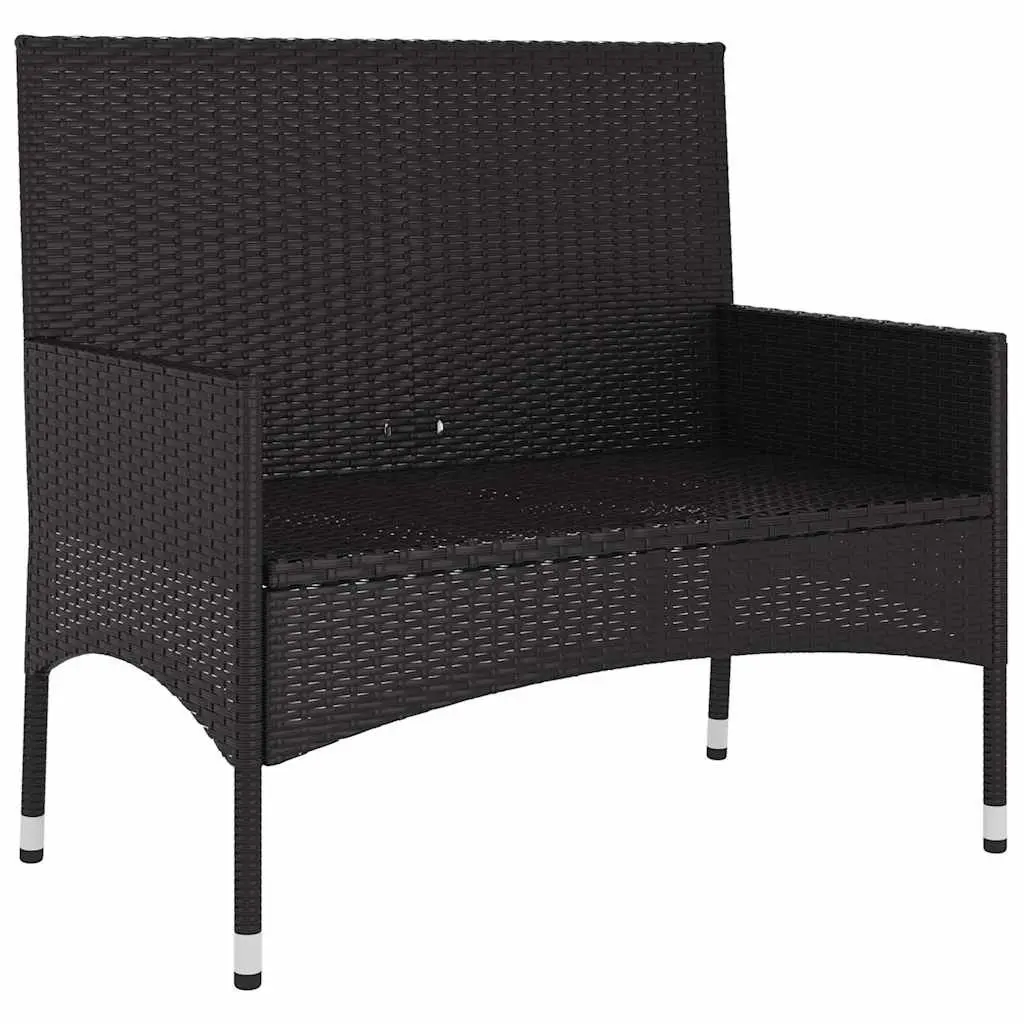 2-Seater Garden Bench Outdoor Furniture Black with Cushions