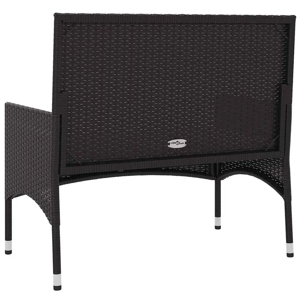 2-Seater Garden Bench Outdoor Furniture Black with Cushions