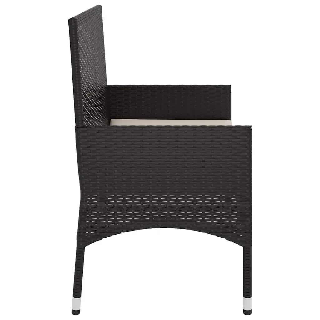 2-Seater Garden Bench Outdoor Furniture Black with Cushions