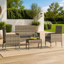 Specifications of 4-Piece Outdoor Lounge Set: Grey Rattan