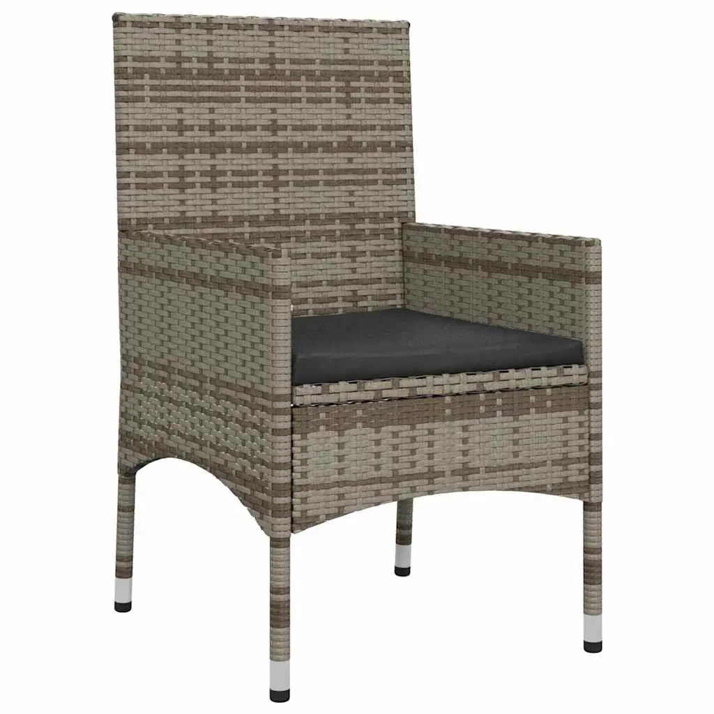 Garden Lounge Set 4 Piece Outdoor Furniture Grey Poly Rattan with Cushions