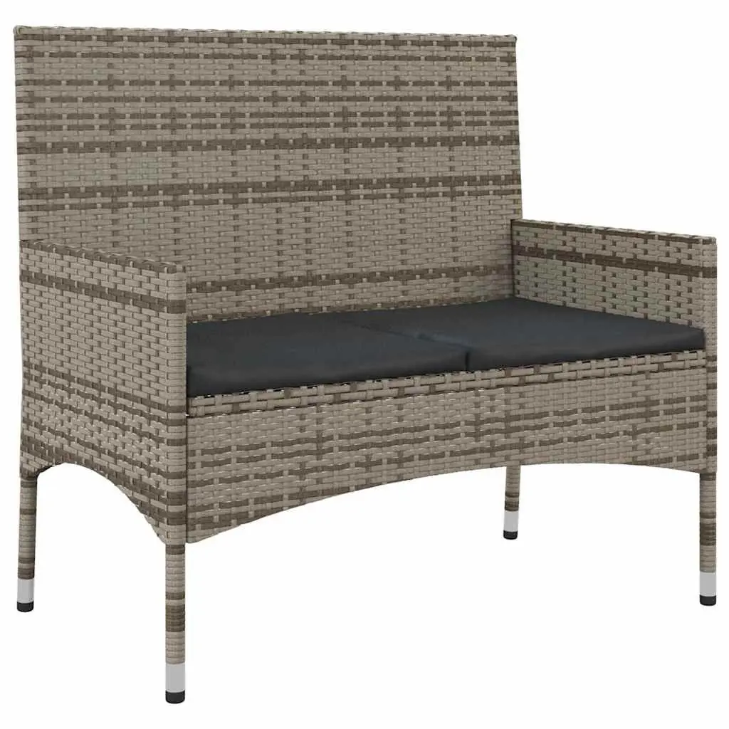 Garden Lounge Set 4 Piece Outdoor Furniture Grey Poly Rattan with Cushions