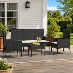 4 Piece Garden Lounge Set: Dimensions and Materials